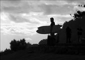 Two surfers wait and watch to see if the waves are good enough to go out.: by nathanspear, Views[165]