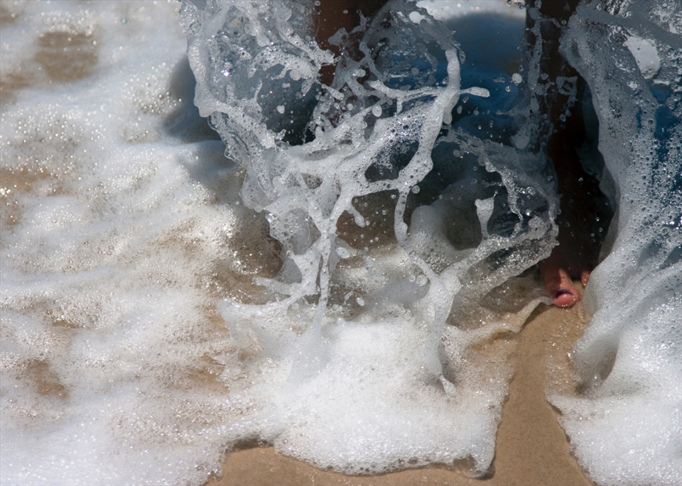 the moment the cold water splashes over your feet.