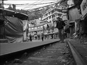 Darjeeling also known as the 'Queen of the Hills' is a town situated at an altitude of 6710 ft. in the Indian state of West Bengal. Under immense pressure from the Tea and Tourism industry, dense greenery of the hills is replaced by tea gardens and concrete structures. Seen above in the image is the tracks of the Darjeeling Himalayan Railway- a World Heritage Site which leads up to the Chowrasta Square popularly known as The Mall.: by naveeddadan, Views[559]