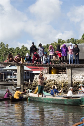 A slow day at the fish market on Kaledupa where locals buy catch from the Bajo.