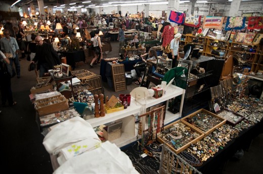 Car parks used during the week for the hustling buisness are converted into ecclectic collections of artifacts and collectables. 