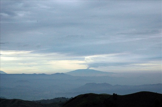 An active volcanoe off in the distance in the DRC.