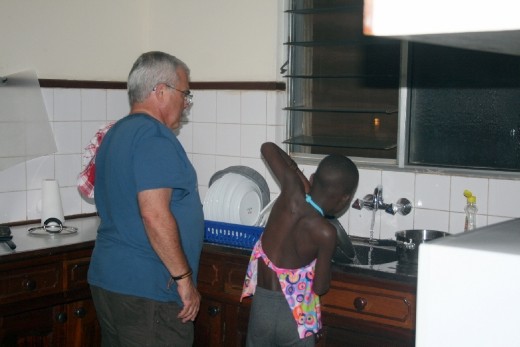 Helping to do the dishes