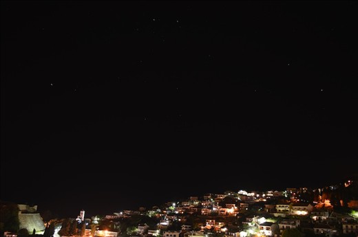 Nightime in the company of stars and city lights, view from the Apartment, Ulcin