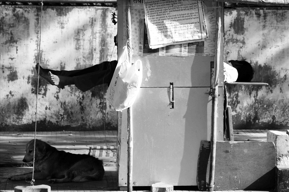 His shop protects his torso. 