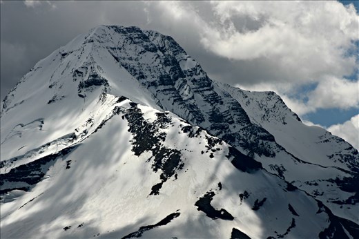 Taken at Glacier National Park, Wyoming. A glacier-covered mountain.