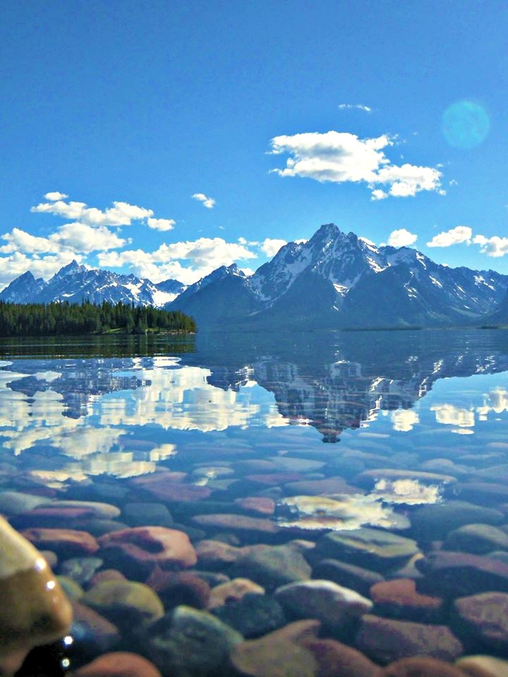 Mt. Moran, Grand Teton National Park. A beautiful, blue reflection. 