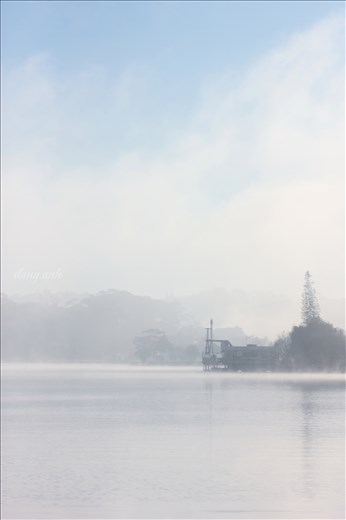 Xuan Huong Lake in fog