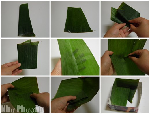 Folding corner with banana leaves step by step 