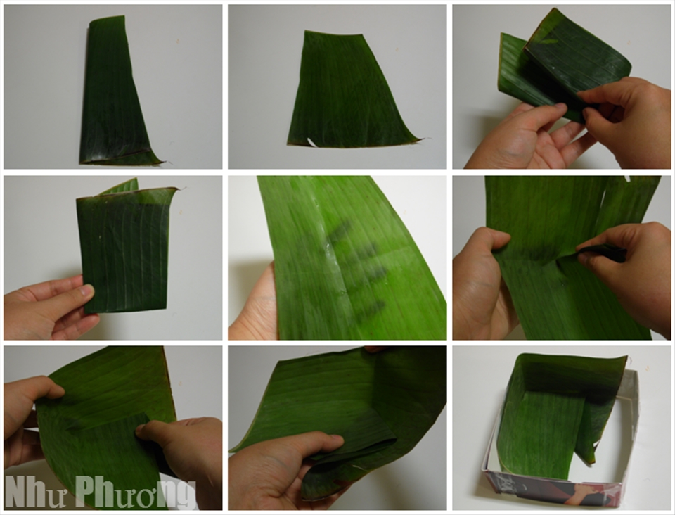 Folding corner with banana leaves step by step 