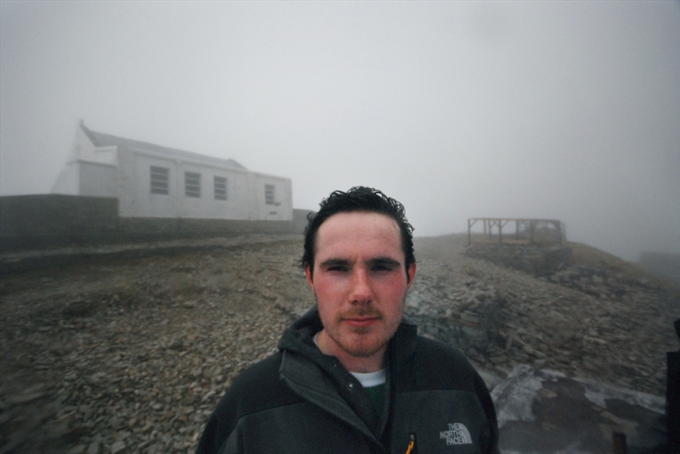 The little chapel atop Croagh Patrick. A religious service is held there on the last Sunday in July erery year, drawing crowds of catholics in the tens of thousands. An alter is built on one gable end of the building from which the priest conducts a mass at regular intervals over the course of the day. Pilgrims pass through the chapel to receive communion and pass out the rear to rejoin the congregation.
