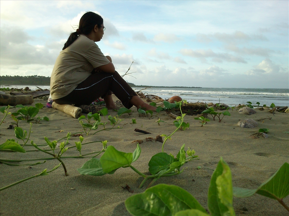 nearby is my wife having her own space and watching over our children.