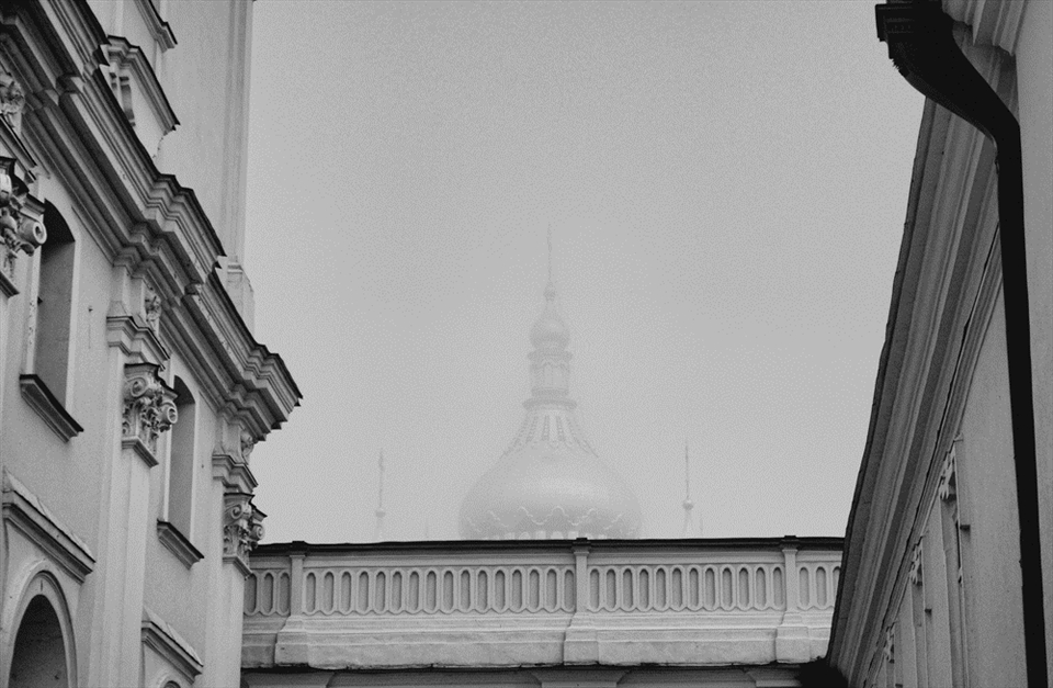 Miracle dome of newly build church in the religious complex of Pochaivska Lavra.