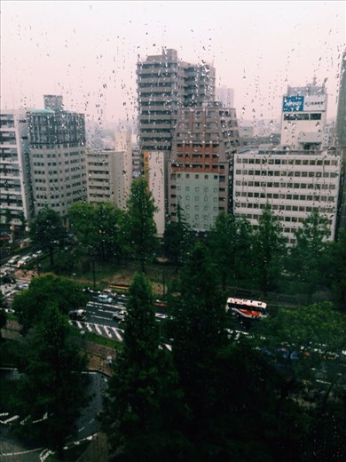 Rainy welcome from Hiroshima. 
Beautiful view of Peace Boulevard.