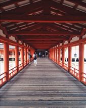 The Shinto Shrine on Miyajima Island. Stunning orange temple build over the ocean on stilts. : by nickyb, Views[156]
