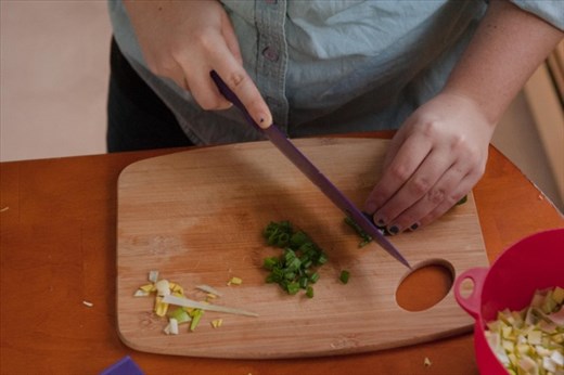 Green onions add a crunch to nasi goreng, an Indonesian fried rice