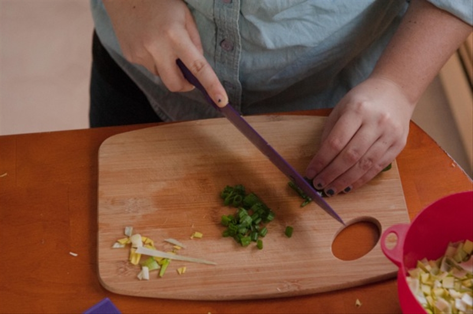 Green onions add a crunch to nasi goreng, an Indonesian fried rice