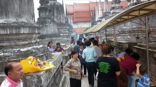 Offerings and prayer time at the Temple in Nakon Si Thammaret