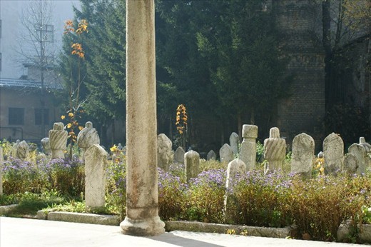 Peacefull cementary, inside mosk area. Behind the walls 63 people were killed.