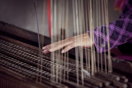 The delicate work of the silk weaver.