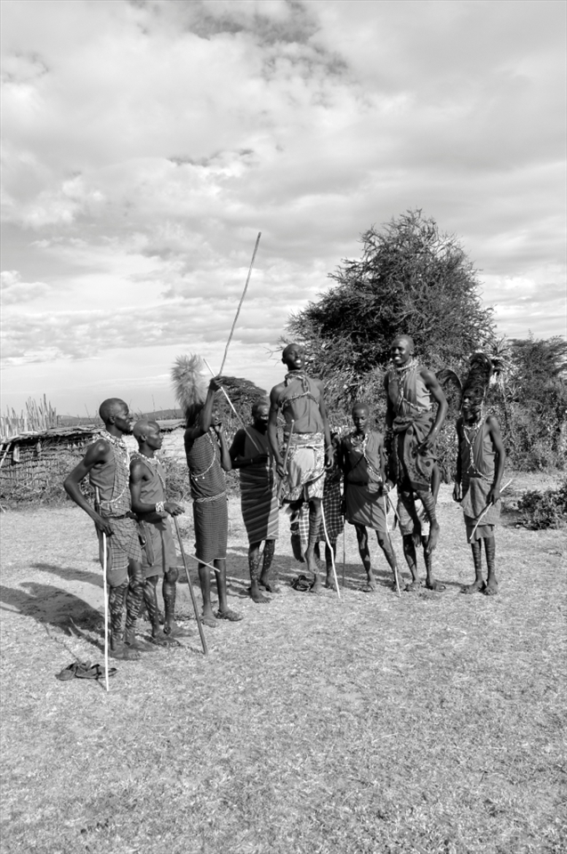 Maasai warrior dancing