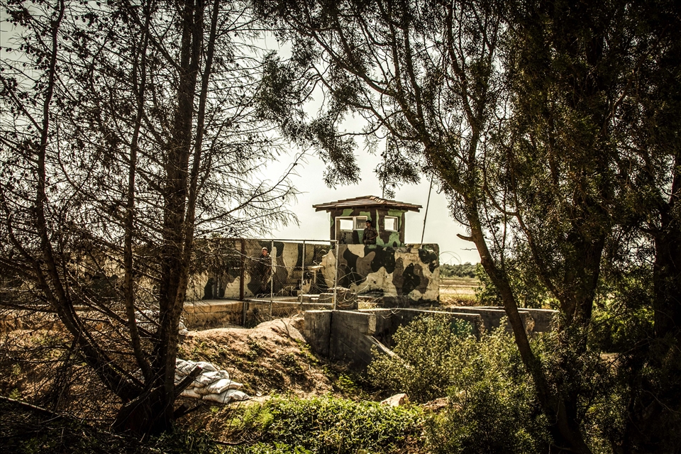 Border. Green line. Cyprus-Greek check point. Avgorou, district of Famagusta.