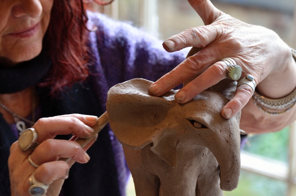 Heather sells elephants such as this one at a travel agency in Nelson, an art gallery in Wellington and a little art shop in Thames. She also reserves a few for her outdoor display area which remains, rain or shine. 