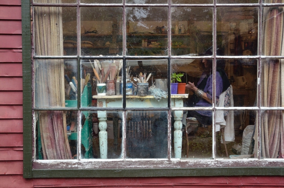 Heather Chesterman is a potter and sculptor living in solitude in the depths of the Tapu Valley, Coromandel peninsula, New Zealand. She makes her work in this small studio next to her home which is surrounded by her garden. The garden is technically open to visitors but sees few as Heather often puts up the closed sign. She loves to have it to herself. The garden has a stone circle, a labyrinth and a native bush walk as well as many sculptures by different artists.