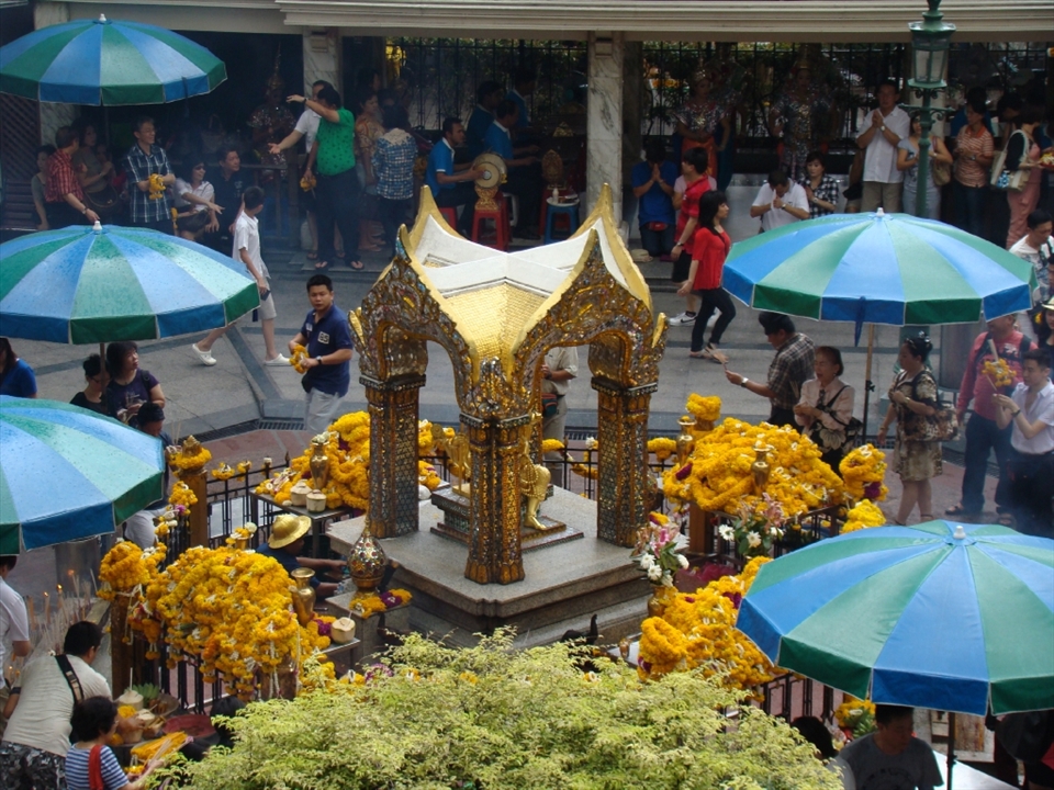 Another unexpected twist was witnessing a gathering at a local temple for the Sunday prayers. What was unexpected was to see traditional musicians and dancers at a temple rarely seen by tourists. As we watched from a overhead walkway, we felt like eavesdroppers in a spiritual communication. Of course that didn’t stop me from clicking this photo before scurrying away. 