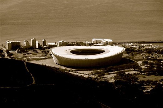 Cape Town Stadium  in South Africa shot taken from table top mountain