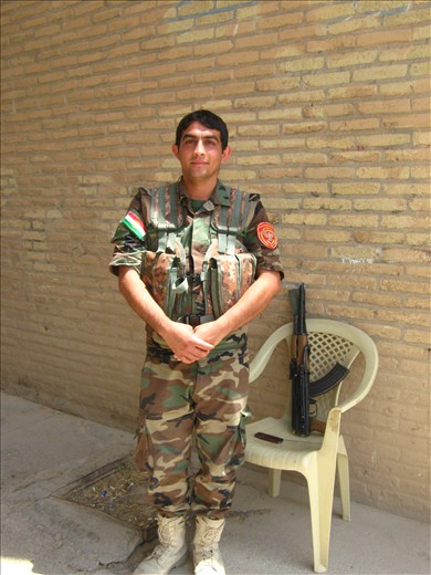 Kurdish Peshmerga officer protecting the Citadel. Erbil, Iraq.