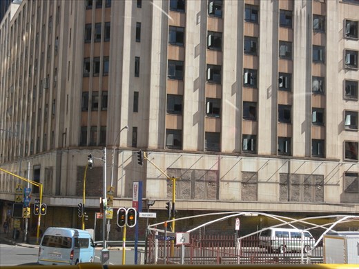 Empty buildings secured by bricking them up
