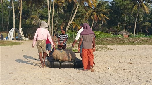 Fishermans boat and catch