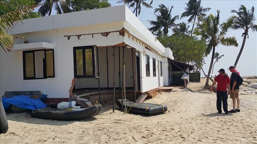 Another oops, hit by waves?