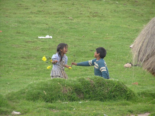 Beautiful Children playing in field