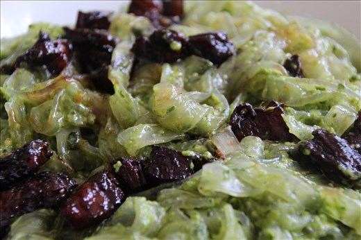 stained glass noodles spiked with pork