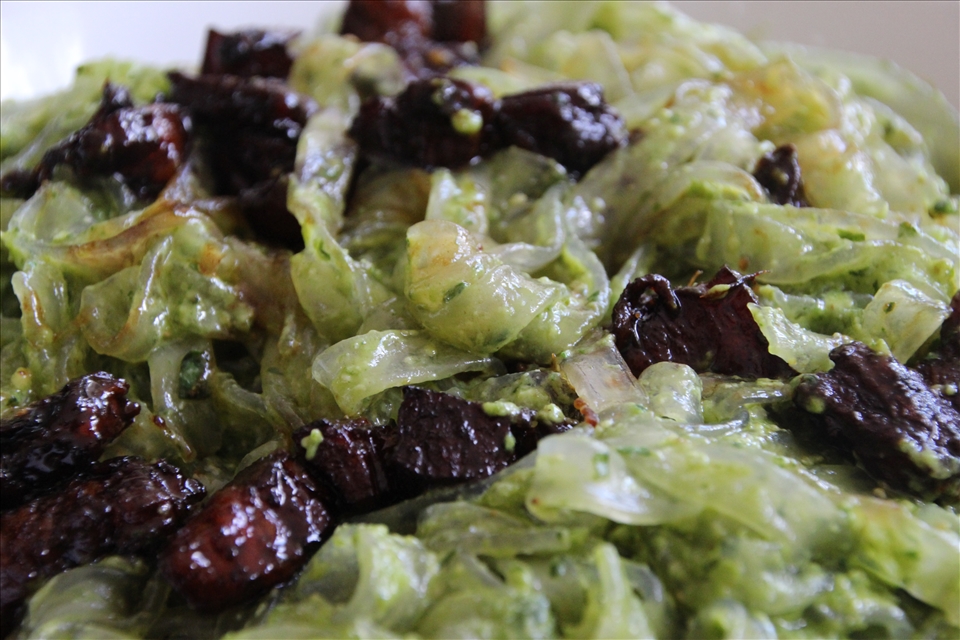 stained glass noodles spiked with pork