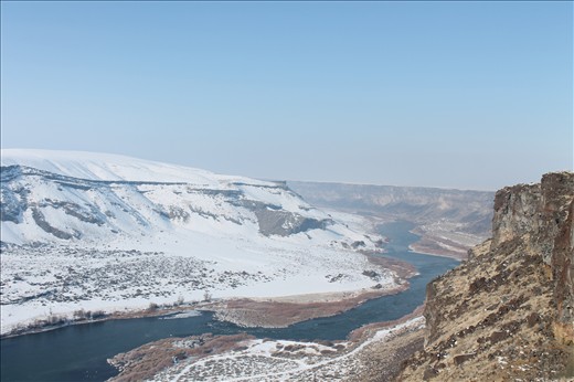 Cold river running through a canyon.