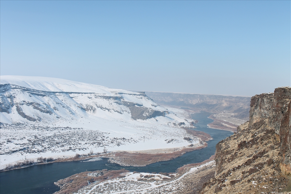 Cold river running through a canyon.