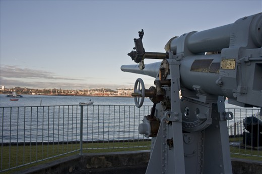 One of the gun emplacements still standing in Devonport near the HMNZS Philomel, the home of the New Zealand Navy. Once more this gun looks out across the Waitemata harbour towards auckland city, and was built during the War. Shot at F5, shutter speed of 1/320sec, I.S.O 100 and a focal length of 18mm.