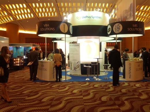 Booths with pharm and surgical equipment