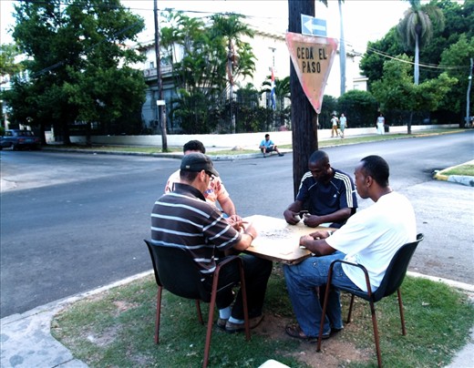 The game of dominoes is well known to be Cuba's daily social event, that combines both competition with leisure. Although I have heard of it multiple times, I was still amazed when I actually saw groups of middle aged men playing at corners of the streets. This particular shot was taken somewhere in a local residential area in La Havana, the Cuban capital.