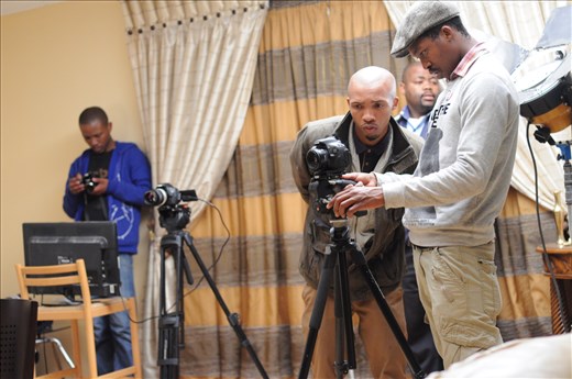 Discussing composition with my camera man 