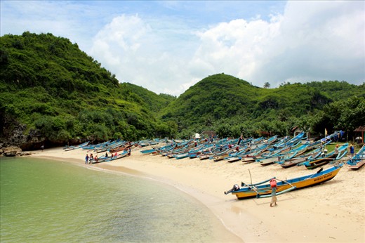 A view landscape of Ngrenehan Beach at Gunungkidul, Yogyakarta, Indonesia.