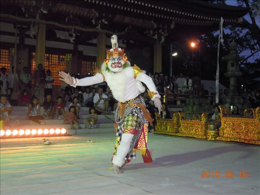 The figure called Hanoman is one of Hindu Gods in the story of Ramayana 