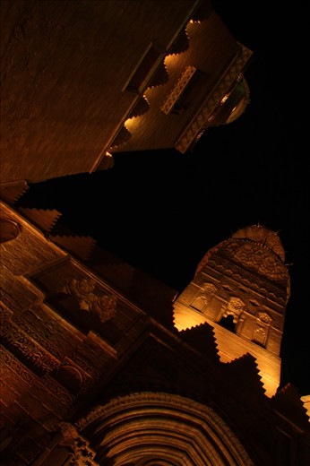 a mosque just across the street looked very nice after the night lights started.