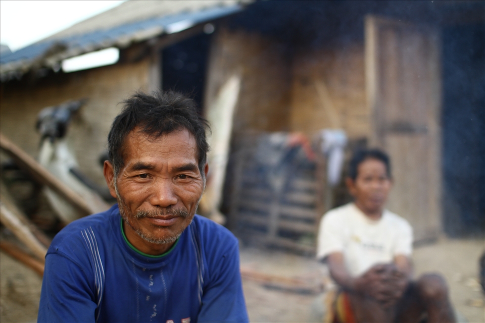 Relaxing by the fire after a hard day.