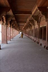 A woman sweeps a long hall of the Fatephur Sikri complex in Agra: by olya, Views[535]