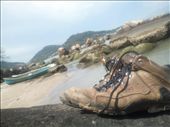 One of my important adventure acessories, my boots. Also, It  shows a nice spot I found to relax in Florianópolis, Brasil.: by omanentry, Views[503]