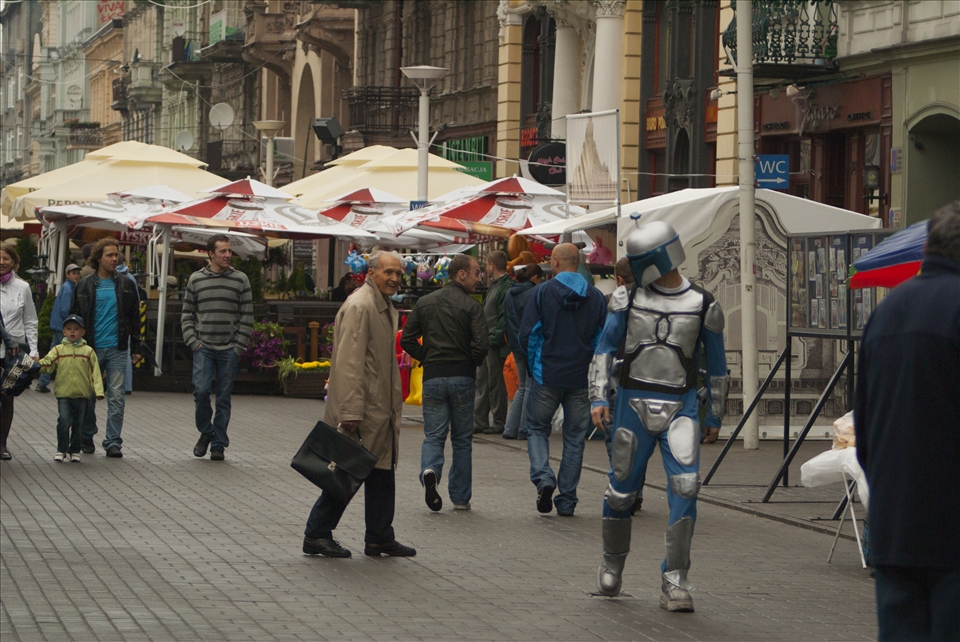 Normal people in Piotrkowska street